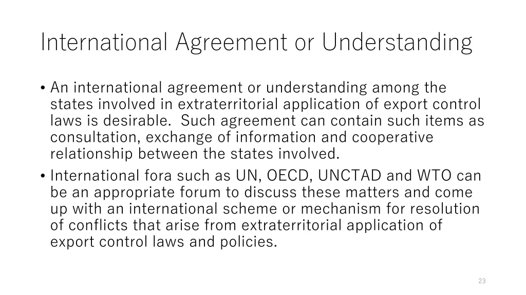 international agreement or understanding