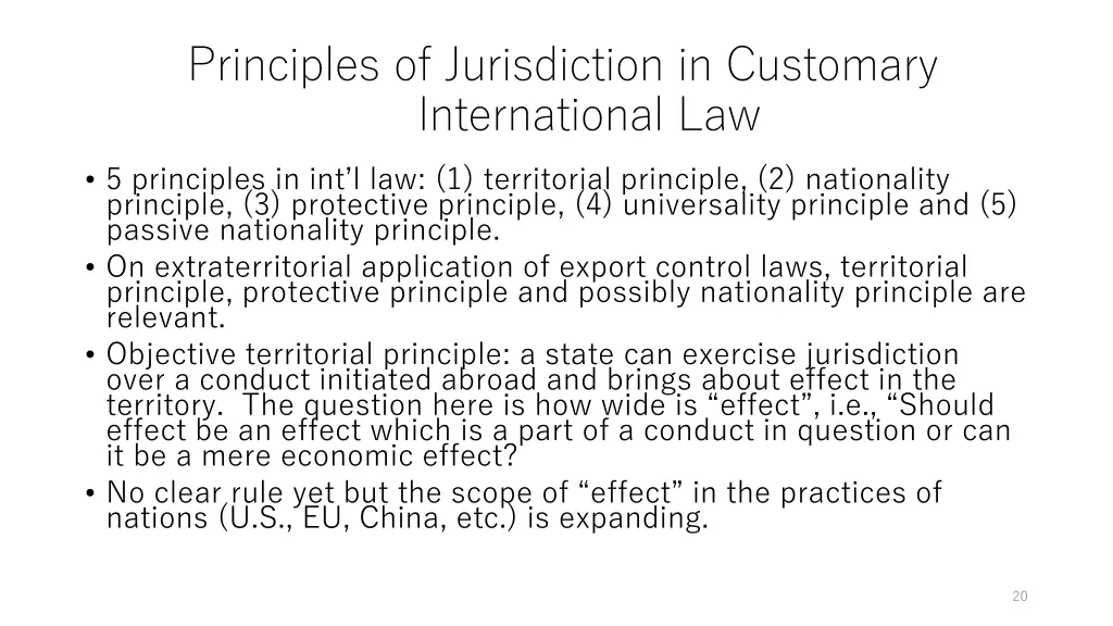 principles of jurisdiction in customary