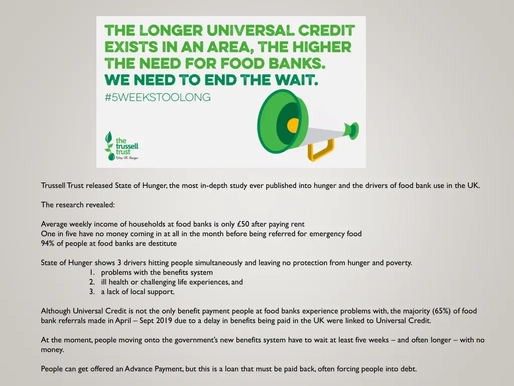 trussell trust released state of hunger the most