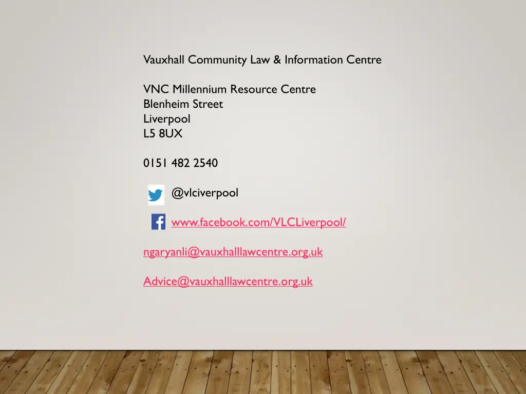 vauxhall community law information centre