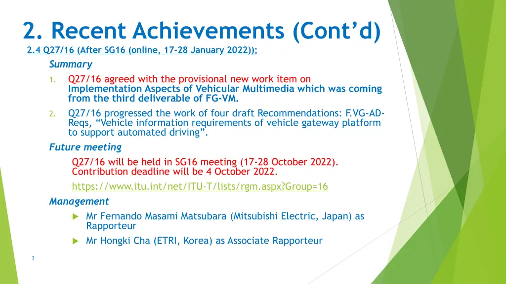 2 recent achievements cont d 2 4 q27 16 after