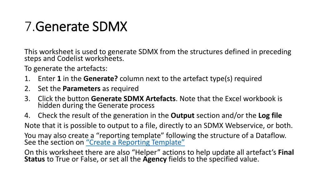 7 generate sdmx generate sdmx