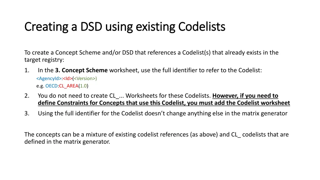 creating a dsd using existing codelists creating