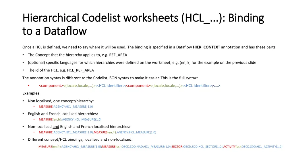 hierarchical codelist worksheets hcl binding