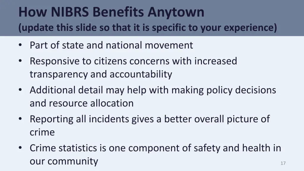 how nibrs benefits anytown update this slide