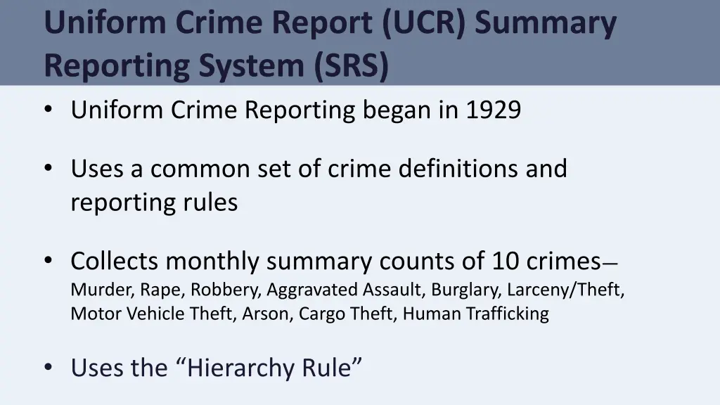 uniform crime report ucr summary reporting system