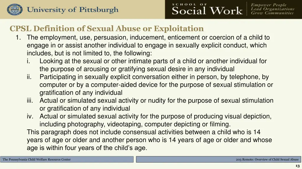 cpsl definition of sexual abuse or exploitation