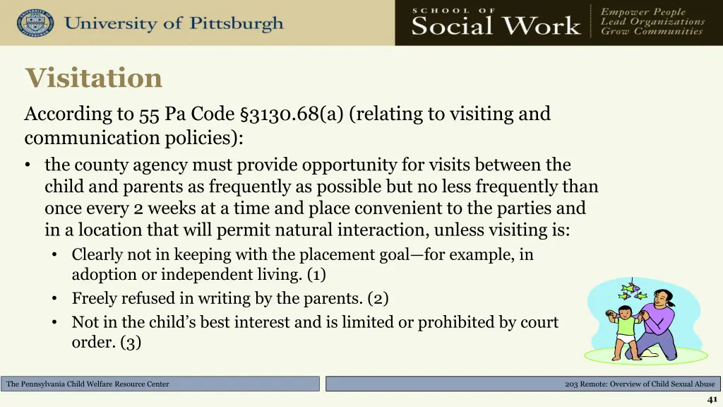 visitation according to 55 pa code 3130