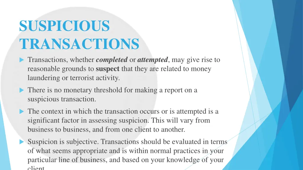 suspicious transactions transactions whether