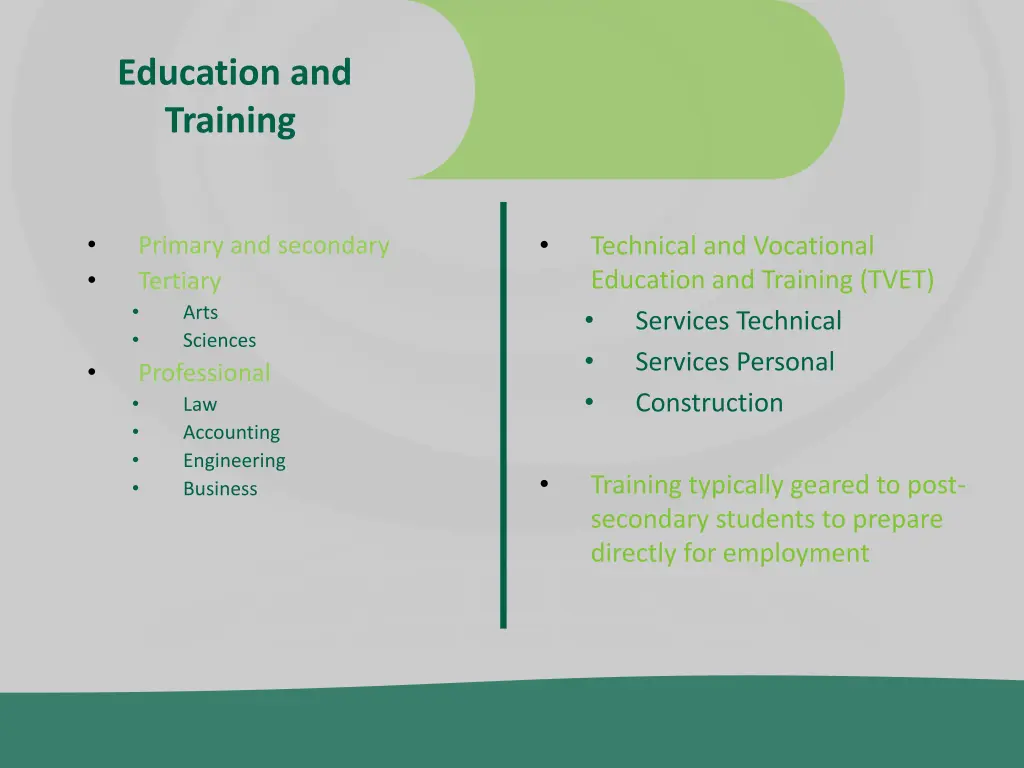 education and training