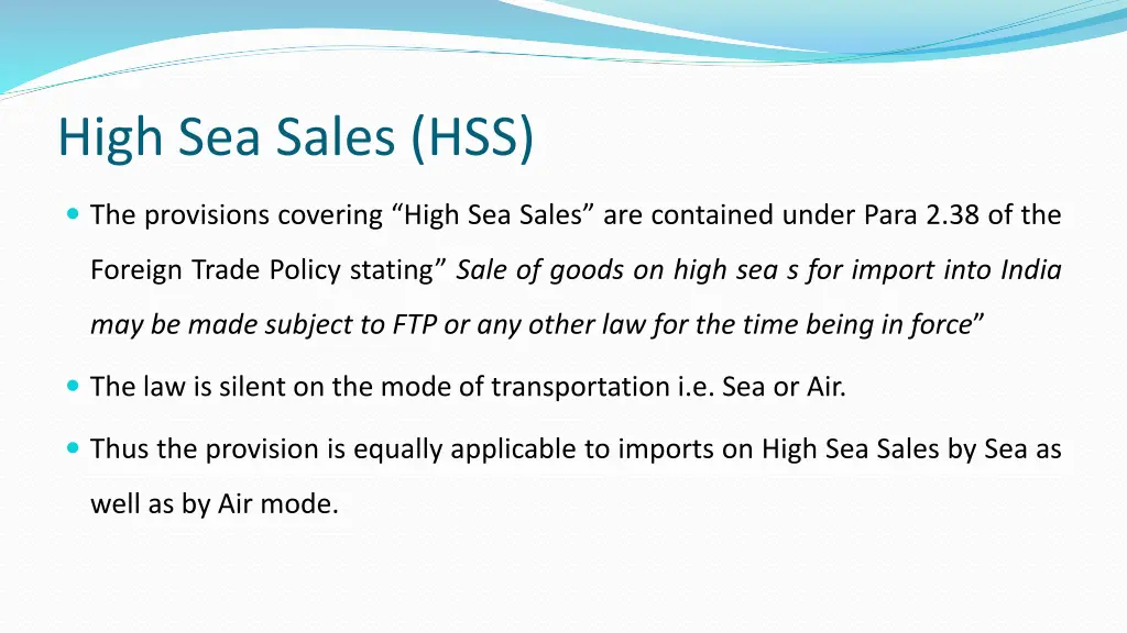 high sea sales hss