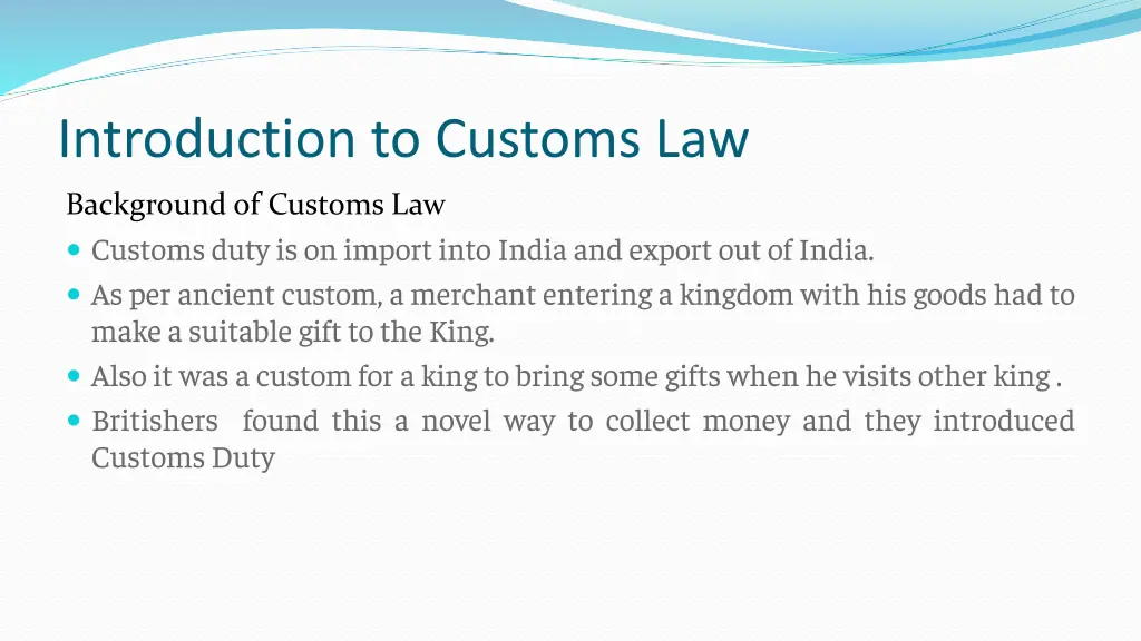 introduction to customs law