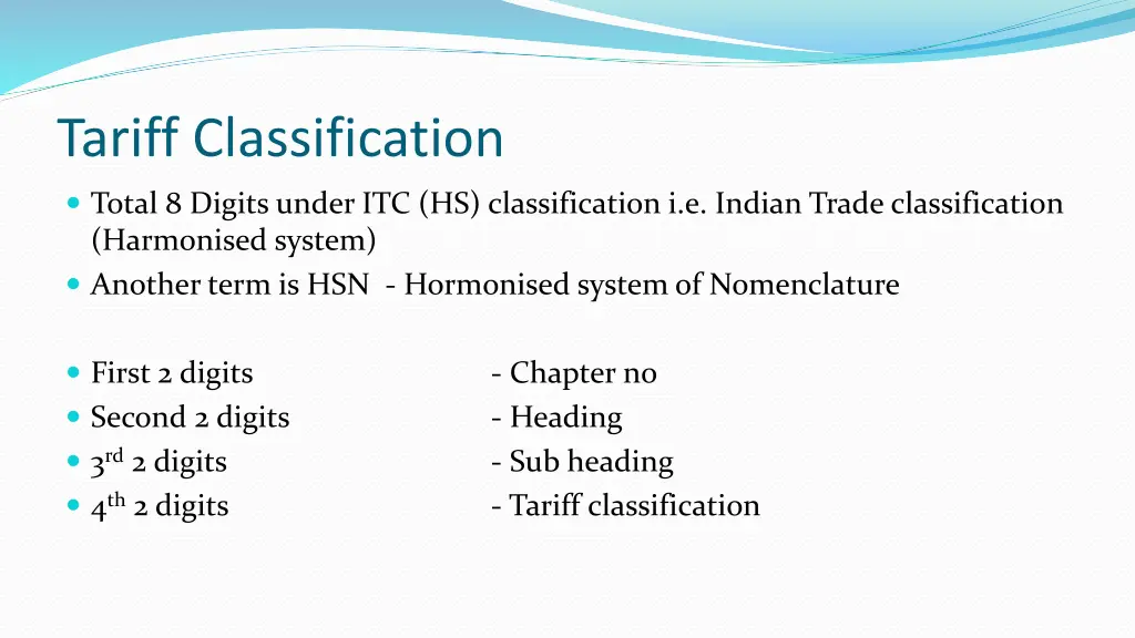 tariff classification