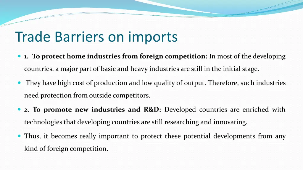 trade barriers on imports