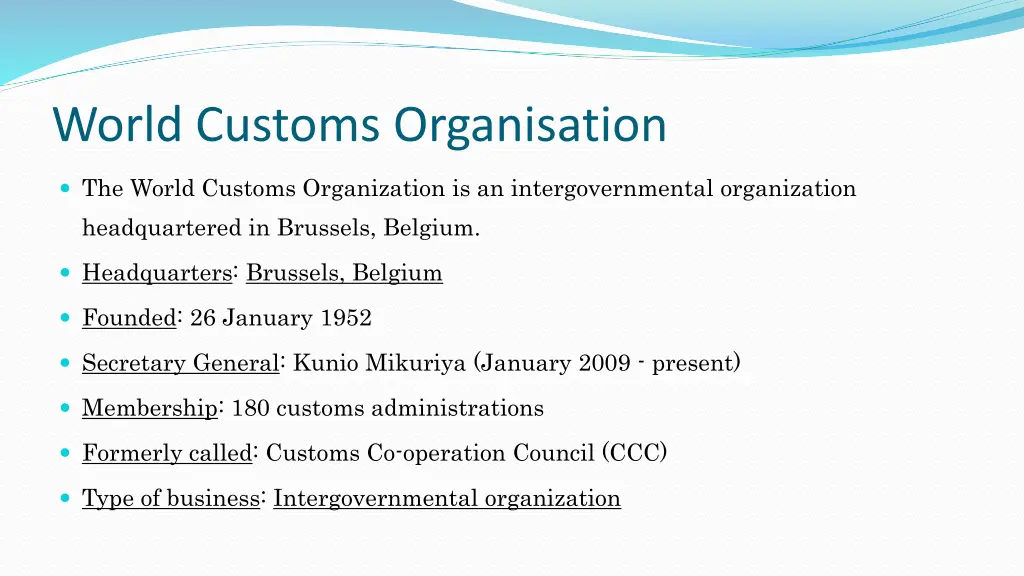 world customs organisation