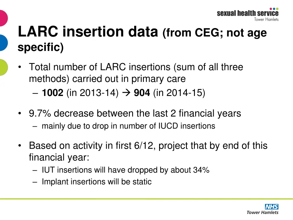 larc insertion data from ceg not age specific