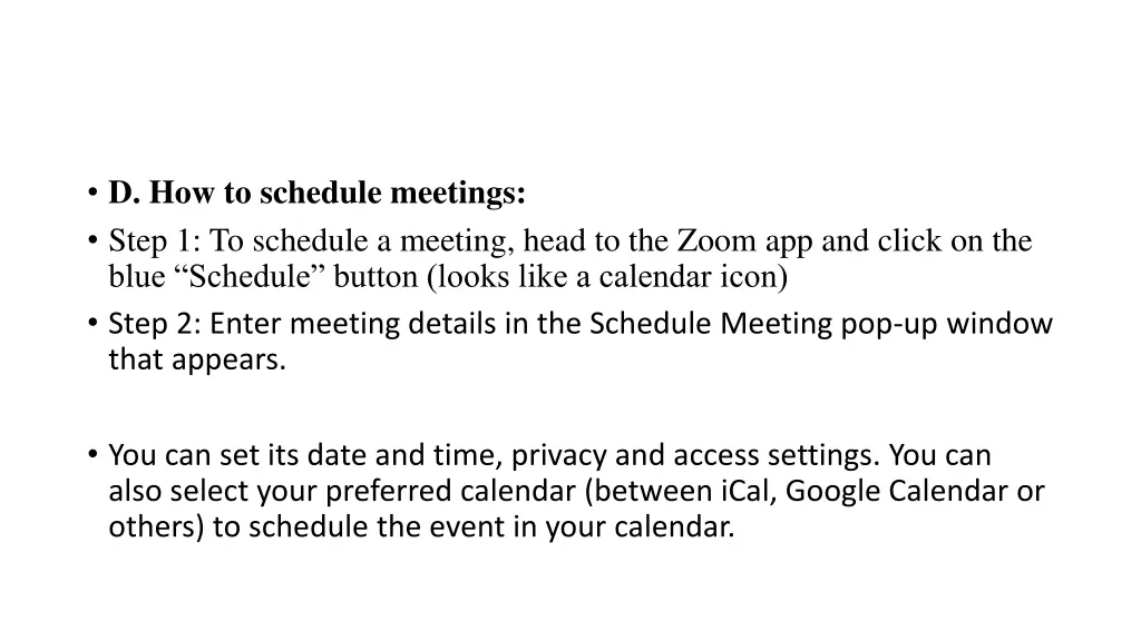 d how to schedule meetings step 1 to schedule