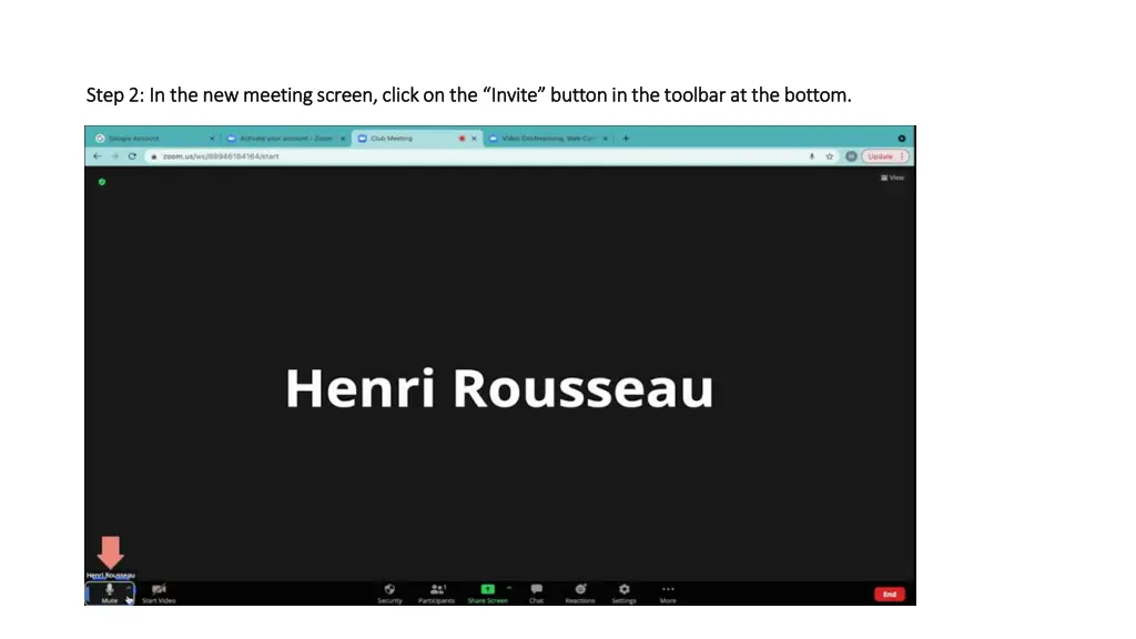 step 2 in the new meeting screen click