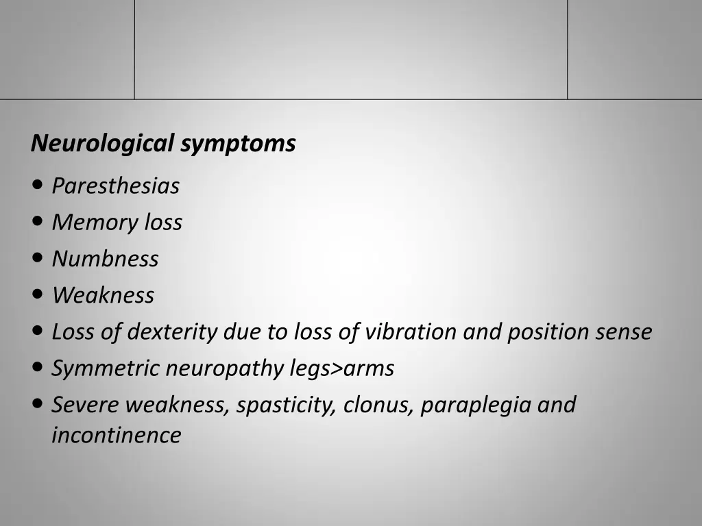 neurological symptoms