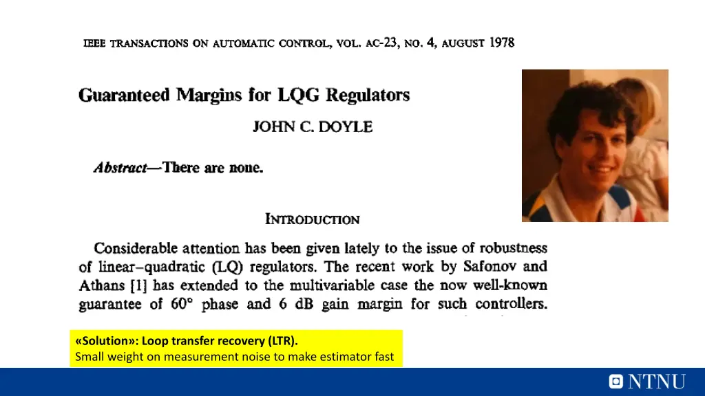 solution loop transfer recovery ltr small weight