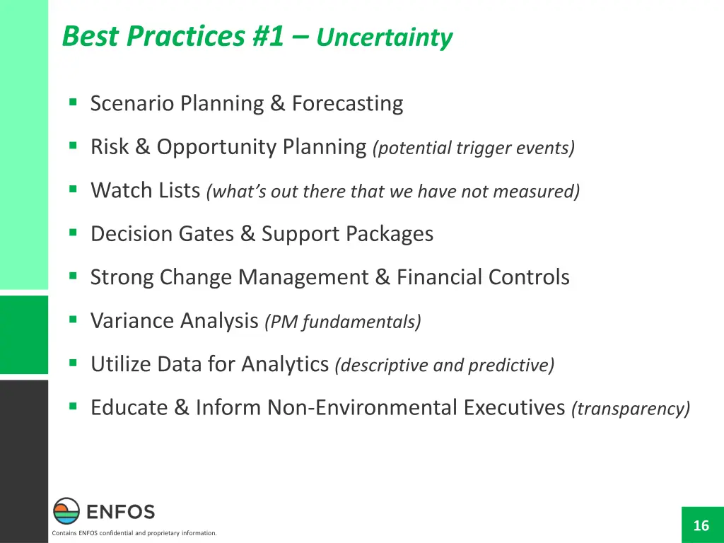 best practices 1 uncertainty