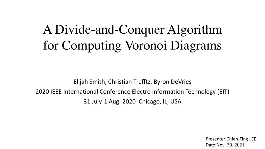 a divide and conquer algorithm for computing