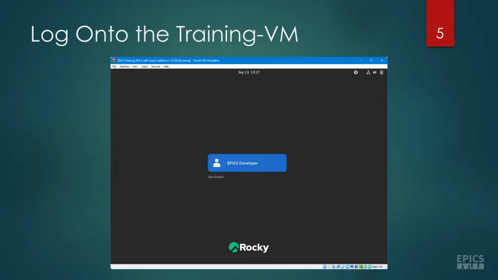 log onto the training vm