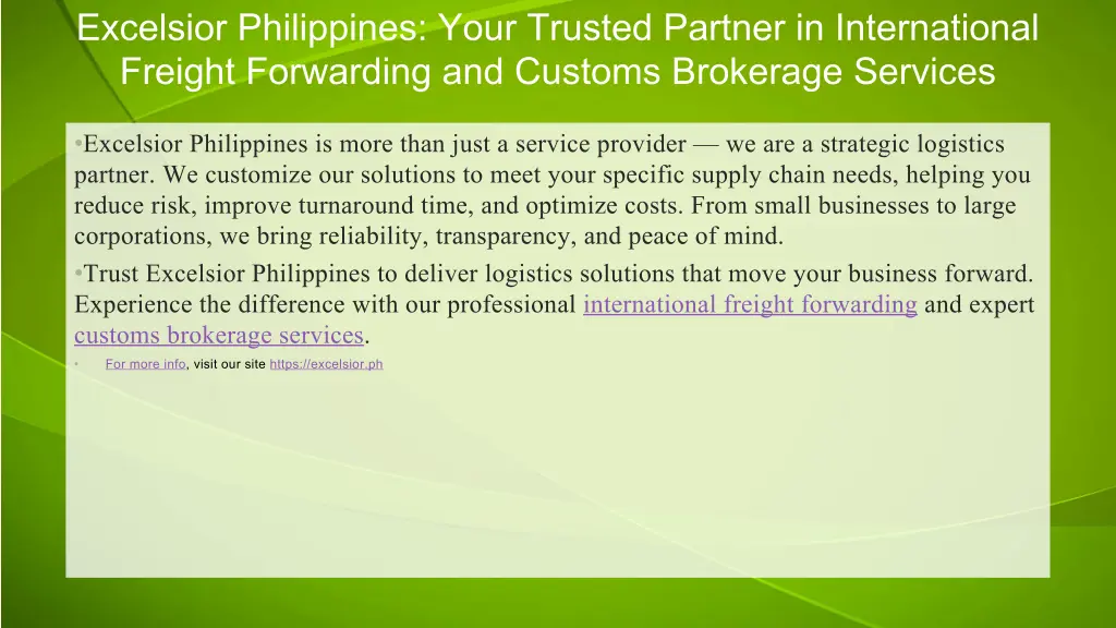 excelsior philippines your trusted partner 1