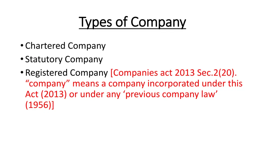 types of company types of company