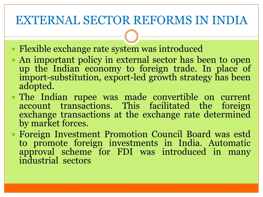 external sector reforms in india