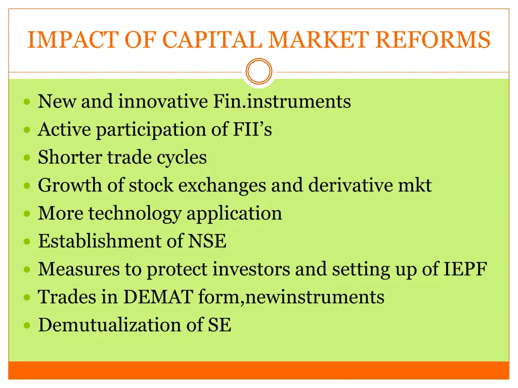 impact of capital market reforms