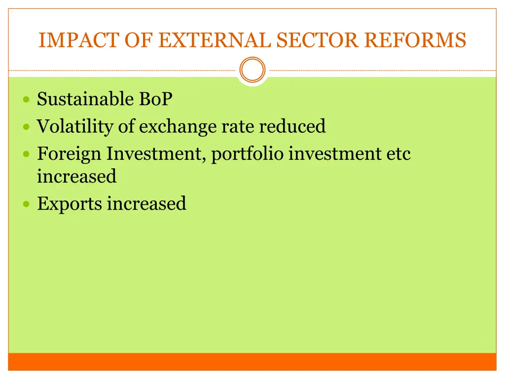 impact of external sector reforms