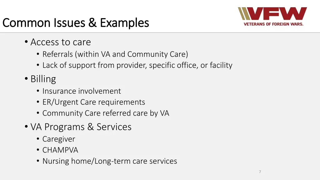 common issues examples common issues examples