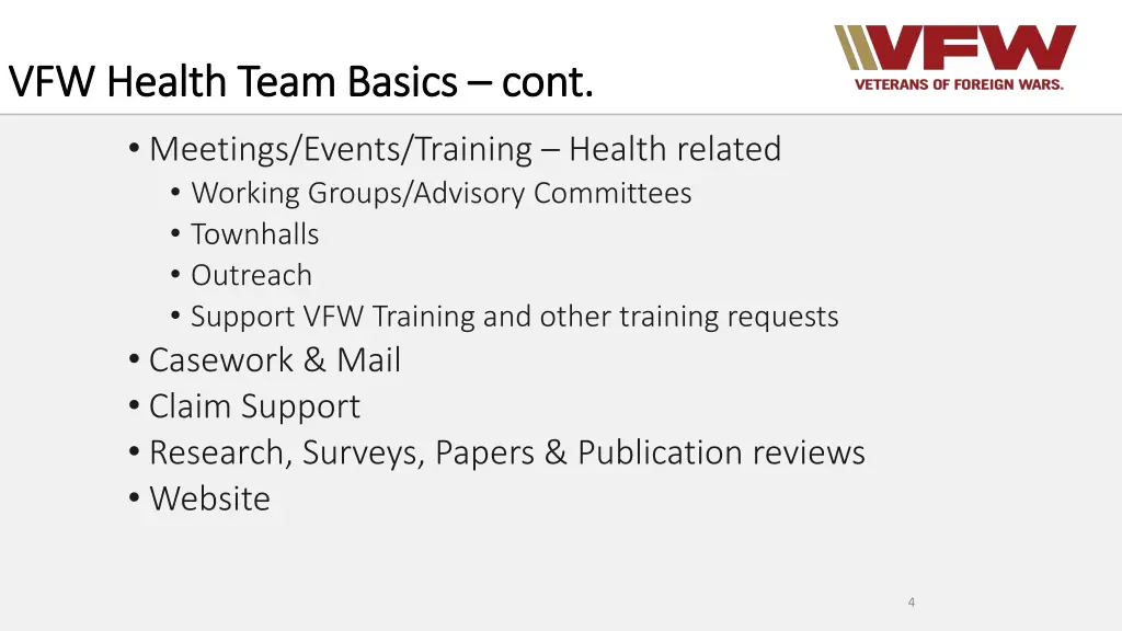 vfw health team basics vfw health team basics cont