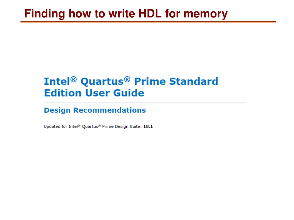 finding how to write hdl for memory