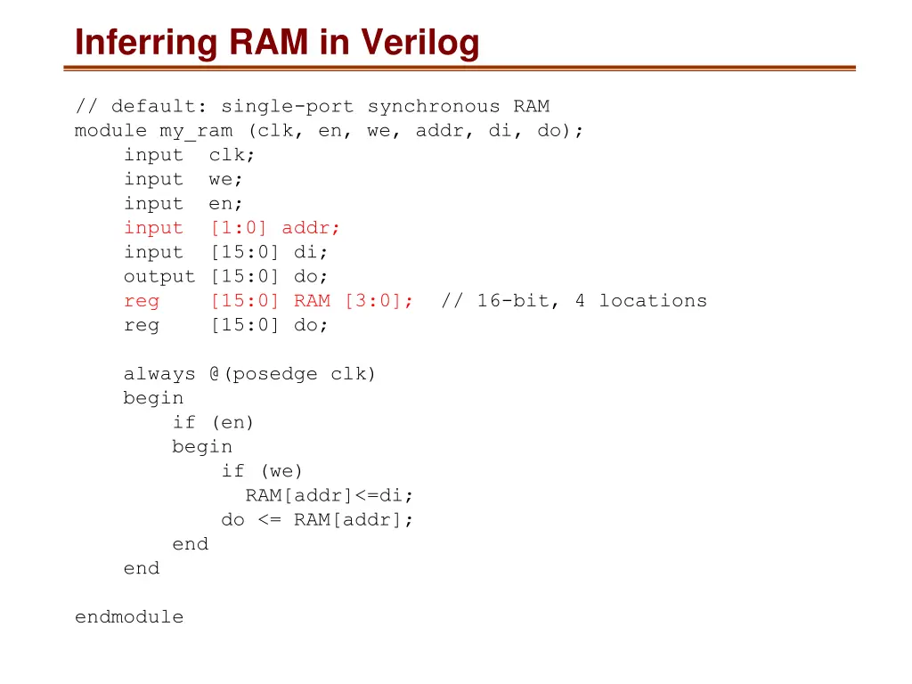 inferring ram in verilog 2