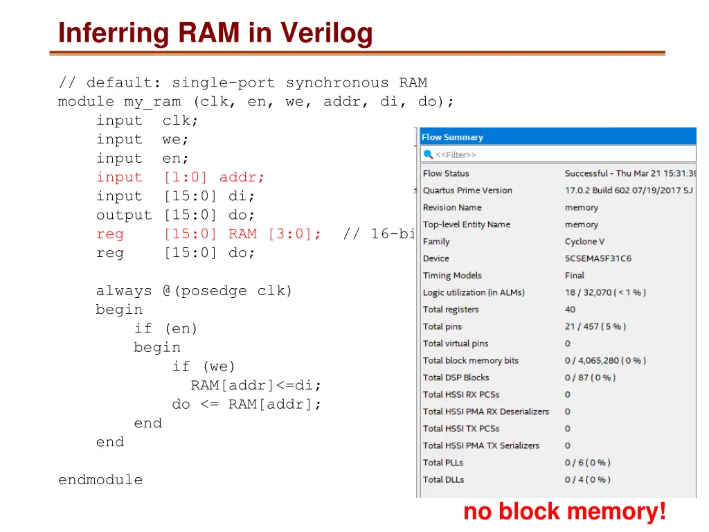 inferring ram in verilog 3