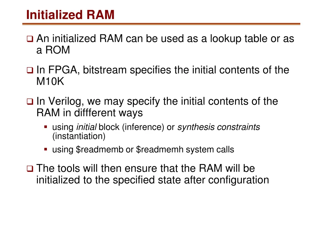 initialized ram
