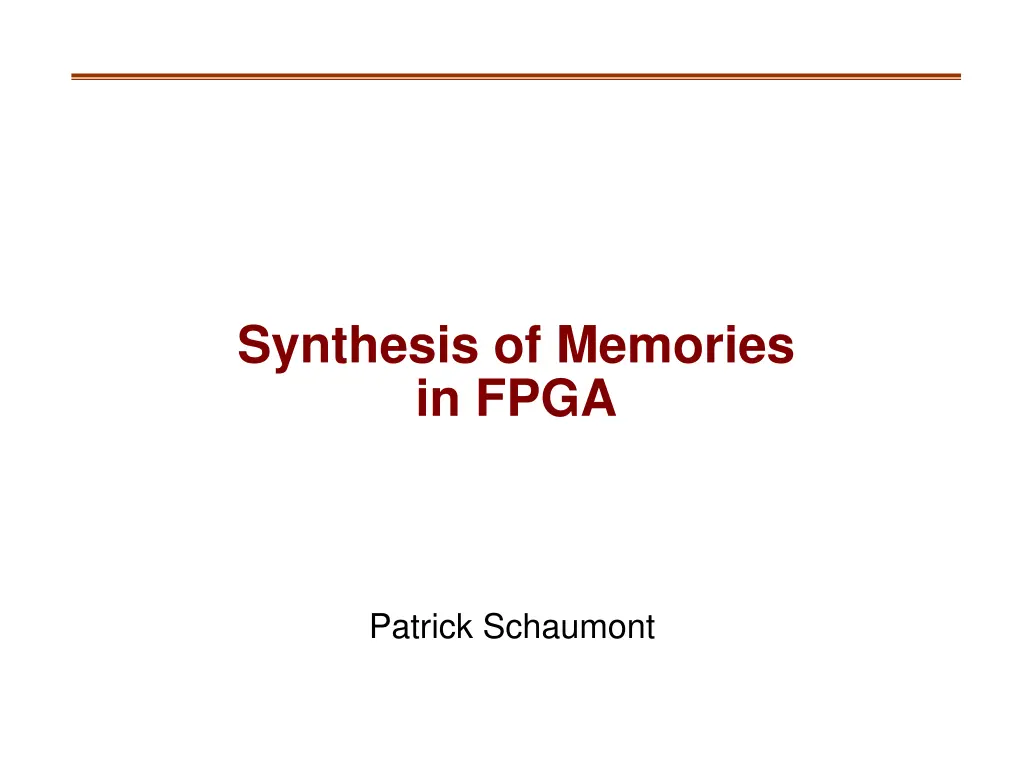 synthesis of memories in fpga