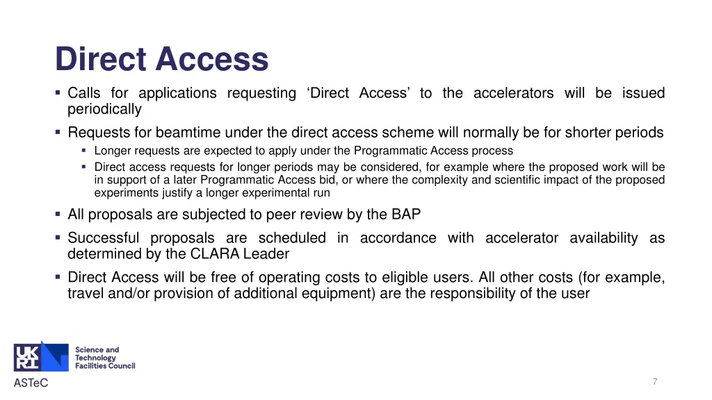direct access calls for applications requesting