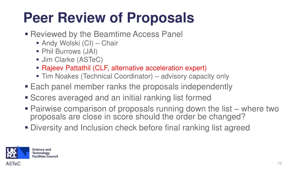 peer review of proposals reviewed by the beamtime