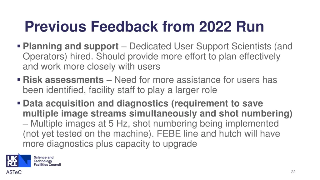 previous feedback from 2022 run