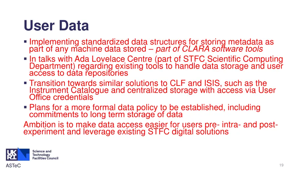 user data implementing standardized data