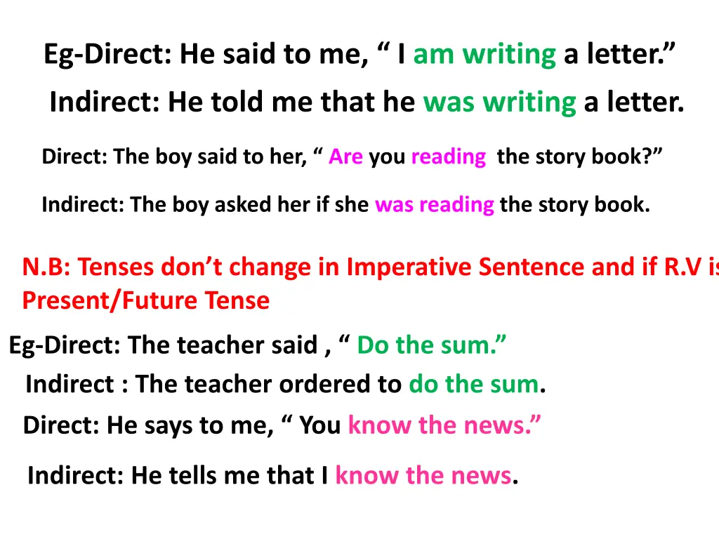 eg direct he said to me i am writing a letter 1