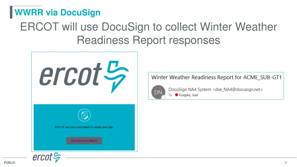 wwrr via docusign ercot will use docusign