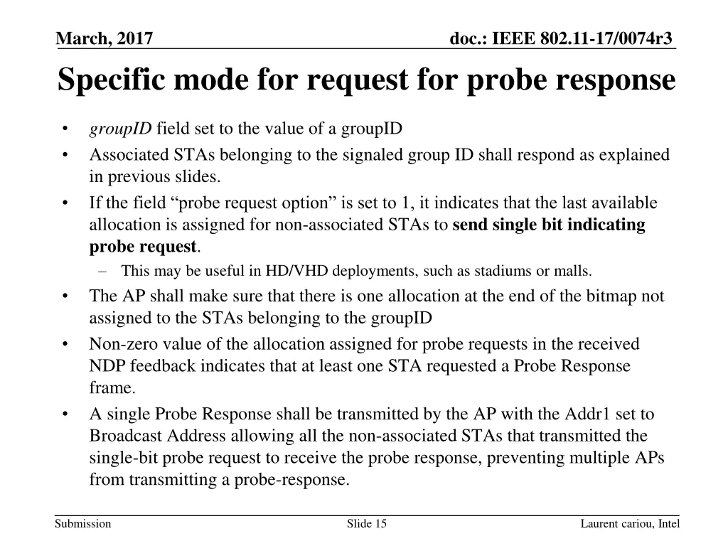 march 2017 specific mode for request for probe