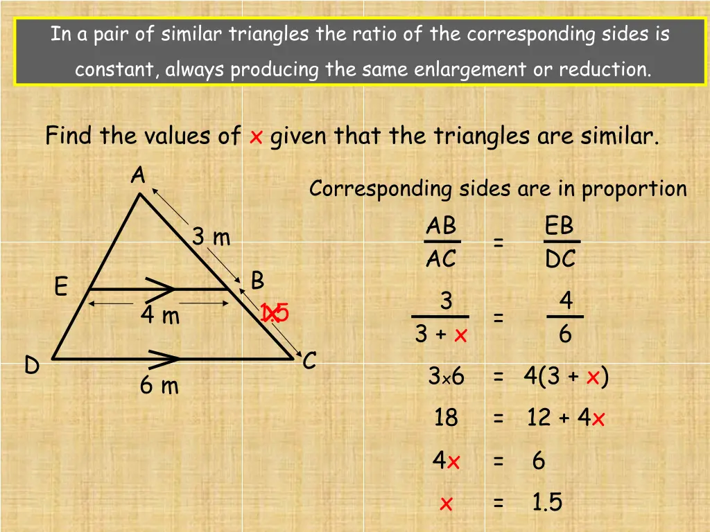 in a pair of similar triangles the ratio