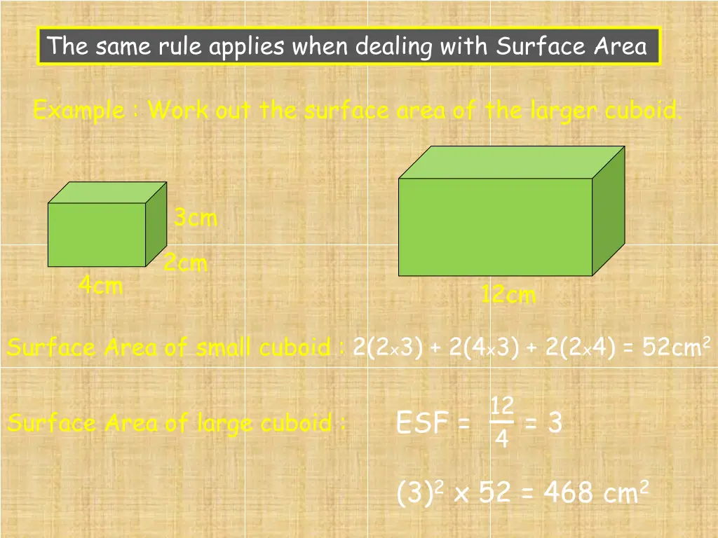the same rule applies when dealing with surface