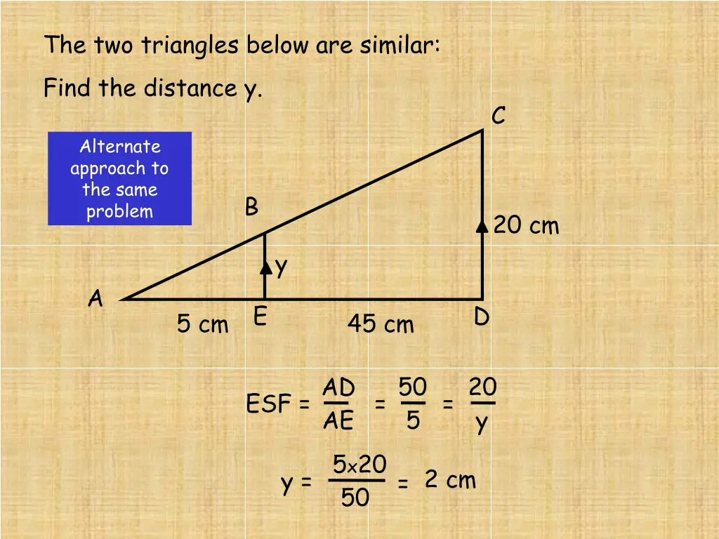 the two triangles below are similar find 1
