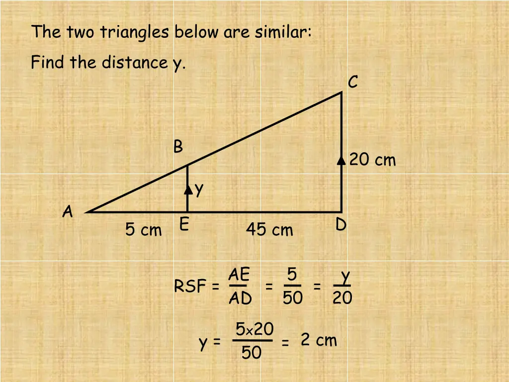 the two triangles below are similar find
